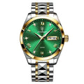 Poedagar Top Brand Luxury Fashion Green Dial Watch Men Waterproof Luminous Week Date Clock Sport Watches Mens Quartz Wristwatch