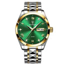 Poedagar Top Brand Luxury Fashion Green Dial Watch Men Waterproof Luminous Week Date Clock Sport Watches Mens Quartz Wristwatch