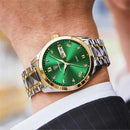 Poedagar Top Brand Luxury Fashion Green Dial Watch Men Waterproof Luminous Week Date Clock Sport Watches Mens Quartz Wristwatch