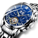 POEDAGAR Business Watch Men Automatic Mechanical Tourbillon Watch Luxury Fashion Stainless Steel Sport Watches Relogio Masculino