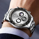 POEDAGAR Luxury Man Wristwatch Sports Chronograph Luminous Waterproof Date Men Watch Stainless Steel Men's Watches Quartz Clock