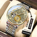 POEDAGAR Luxury Man Wristwatch Top Automatic Mechanical Luminous Men Watch Hollow Tourbillon Stainless Steel Men's Watches Reloj