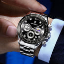 POEDAGAR Luxury Man Wristwatch Sports Chronograph Luminous Waterproof Date Men Watch Stainless Steel Men's Watches Quartz Clock
