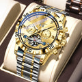 POEDAGAR Top Luxury Men Watch Automatic Date Week Man Wristwatch Hollow Tourbillon Mechanical Stainless Steel Men's Watches Male
