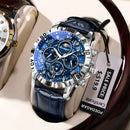 POEDAGAR High Quality Watch For Men Sport Quartz Man Wristwatch Waterproof Luminous Chronograph Leather Men's Watches Male Reloj