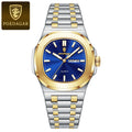 POEDAGAR Fashion Square Men Clock Waterproof Luminous Date Week Man Wristwatch High Quality Stainless Steel Quartz Men's Watches
