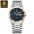 POEDAGAR Original Man Wristwatch Luminous Waterproof Date Week Men Clock Military Stainless Steel Men's Quartz Watches Reloj+Box