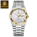 POEDAGAR Original Man Wristwatch Luminous Waterproof Date Week Men Clock Military Stainless Steel Men's Quartz Watches Reloj+Box
