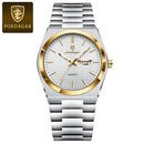 POEDAGAR Original Man Wristwatch Luminous Waterproof Date Week Men Clock Military Stainless Steel Men's Quartz Watches Reloj+Box