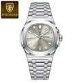 POEDAGAR Military Luxury Man Wristwatch Waterproof Luminous Date Week Square Men Clock Stainless Steel Quartz Men's Watches Male