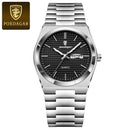 POEDAGAR Original Man Wristwatch Luminous Waterproof Date Week Men Clock Military Stainless Steel Men's Quartz Watches Reloj+Box