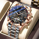 POEDAGAR Top Luxury Men Watch Automatic Date Week Man Wristwatch Hollow Tourbillon Mechanical Stainless Steel Men's Watches Male