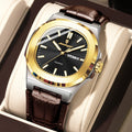 POEDAGAR High Quality Watch For Men Luxury Luminous Waterproof Week Calendar Man Clock Leather Square Men's Quartz Watches Reloj