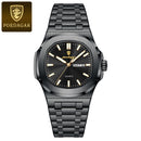 POEDAGAR Military Luxury Man Wristwatch Waterproof Luminous Date Week Square Men Clock Stainless Steel Quartz Men's Watches Male