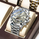 POEDAGAR Top Luxury Men Watch Automatic Date Week Man Wristwatch Hollow Tourbillon Mechanical Stainless Steel Men's Watches Male