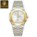 POEDAGAR Military Luxury Man Wristwatch Waterproof Luminous Date Week Square Men Clock Stainless Steel Quartz Men's Watches Male