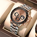 POEDAGAR Luxury Watch For Men Chronograph Waterproof Luminous Date Man Wristwatch Stainless Steel Men's Watches Quartz Clock+box
