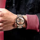 POEDAGAR Luxury Watch For Men Chronograph Waterproof Luminous Date Man Wristwatch Stainless Steel Men's Watches Quartz Clock+box
