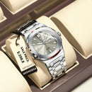 POEDAGAR Fashion Square Men Clock Waterproof Luminous Date Week Man Wristwatch High Quality Stainless Steel Quartz Men's Watches