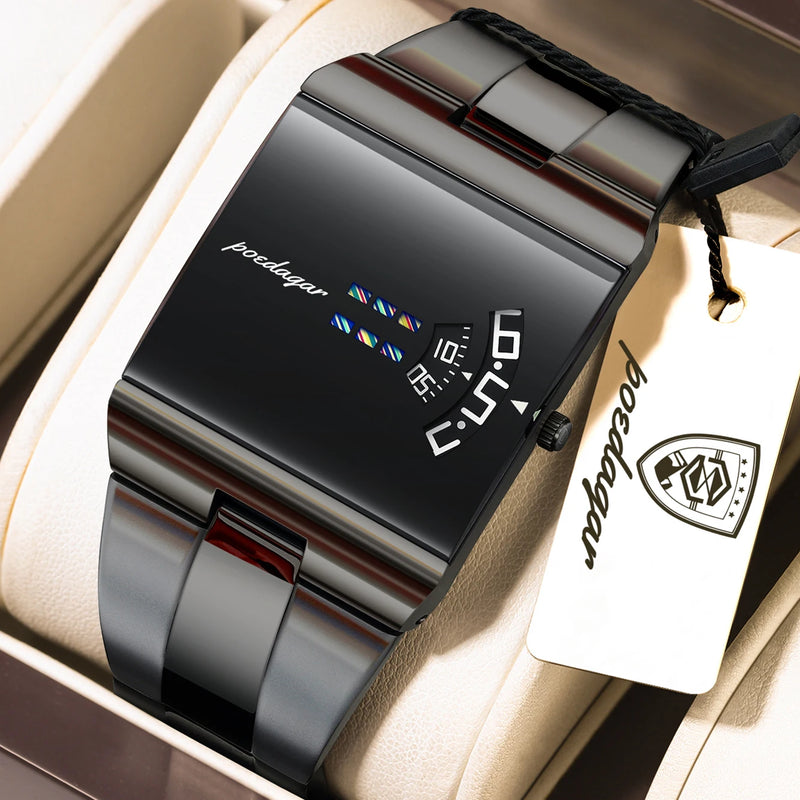 POEDAGAR Fashion Luxury Man Watch Waterproof Watch For Men Casual Stainless Steel Sports Military Men's Quartz Watches Reloj+Box
