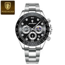 POEDAGAR Luxury Watch For Men Chronograph Waterproof Luminous Date Man Wristwatch Stainless Steel Men's Watches Quartz Clock+box