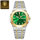POEDAGAR Military Luxury Man Wristwatch Waterproof Luminous Date Week Square Men Clock Stainless Steel Quartz Men's Watches Male
