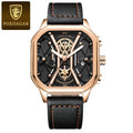 POEDAGAR Luxury Men Wristwatch High Quality Waterproof Chronograph Luminous Date Man Watches Leather Men's Quartz Watch Military