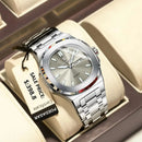 POEDAGAR Military Luxury Man Wristwatch Waterproof Luminous Date Week Square Men Clock Stainless Steel Quartz Men's Watches Male