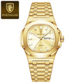 POEDAGAR Fashion Square Men Clock Waterproof Luminous Date Week Man Wristwatch High Quality Stainless Steel Quartz Men's Watches