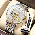 POEDAGAR Luxury Man Wristwatch Top Automatic Mechanical Luminous Men Watch Hollow Tourbillon Stainless Steel Men's Watches Reloj
