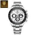 POEDAGAR Luxury Watch For Men Chronograph Waterproof Luminous Date Man Wristwatch Stainless Steel Men's Watches Quartz Clock+box