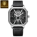 POEDAGAR Luxury Men Wristwatch High Quality Waterproof Chronograph Luminous Date Man Watches Leather Men's Quartz Watch Military
