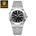 POEDAGAR Military Luxury Man Wristwatch Waterproof Luminous Date Week Square Men Clock Stainless Steel Quartz Men's Watches Male