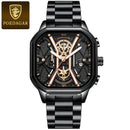 POEDAGAR Luxury Men Wristwatch High Quality Waterproof Chronograph Luminous Date Man Watches Leather Men's Quartz Watch Military