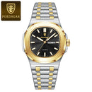 POEDAGAR Fashion Square Men Clock Waterproof Luminous Date Week Man Wristwatch High Quality Stainless Steel Quartz Men's Watches