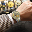 POEDAGAR Luxury Man Wristwatch Top Automatic Mechanical Luminous Men Watch Hollow Tourbillon Stainless Steel Men's Watches Reloj