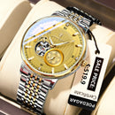 POEDAGAR Luxury Man Wristwatch Top Automatic Mechanical Luminous Men Watch Hollow Tourbillon Stainless Steel Men's Watches Reloj